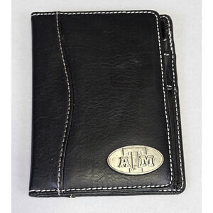 Texas A&M Pocket Notepad Organizer Bi-Fold Faux Leather Aggies Black Wallet ATM